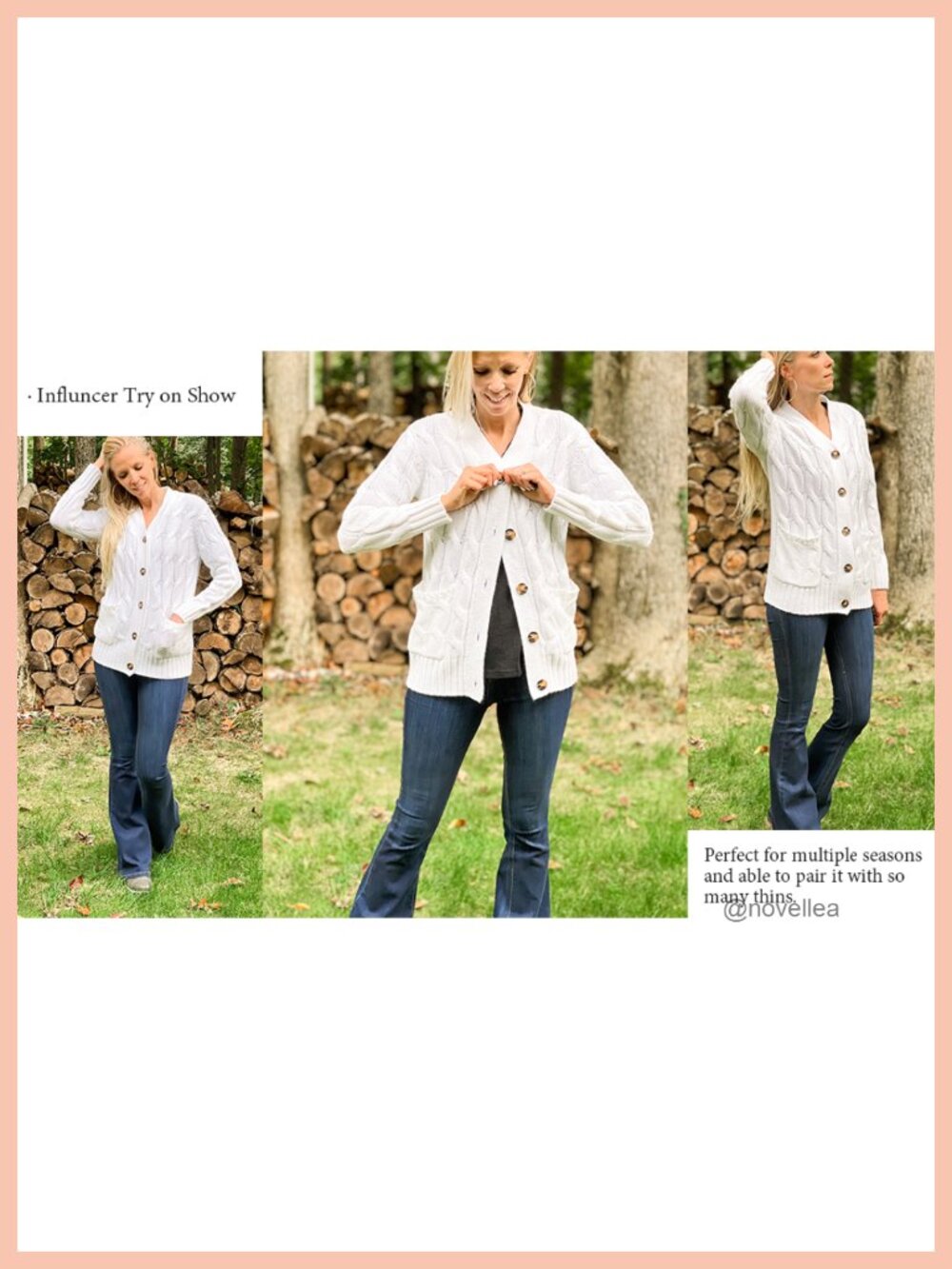 Women's Cable Knit Cardigan Button Down Open Front Long Sleeve Sweater Coat - Picture 6 of 6